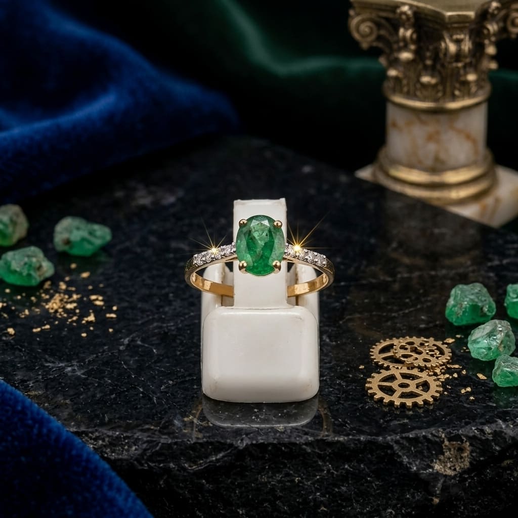 The Royal Emerald Grace Ring - 18k Gold / Ceritfied