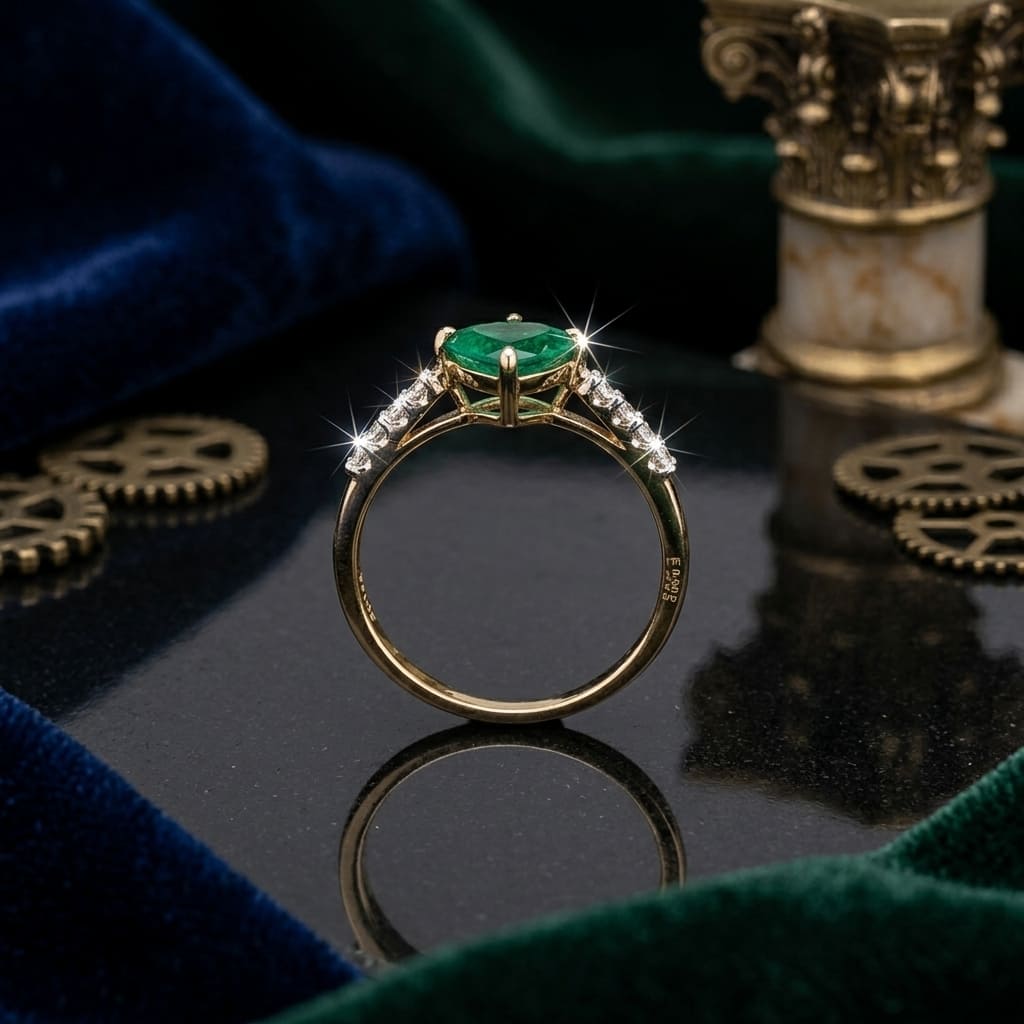 The Royal Emerald Grace Ring - 18k Gold / Ceritfied
