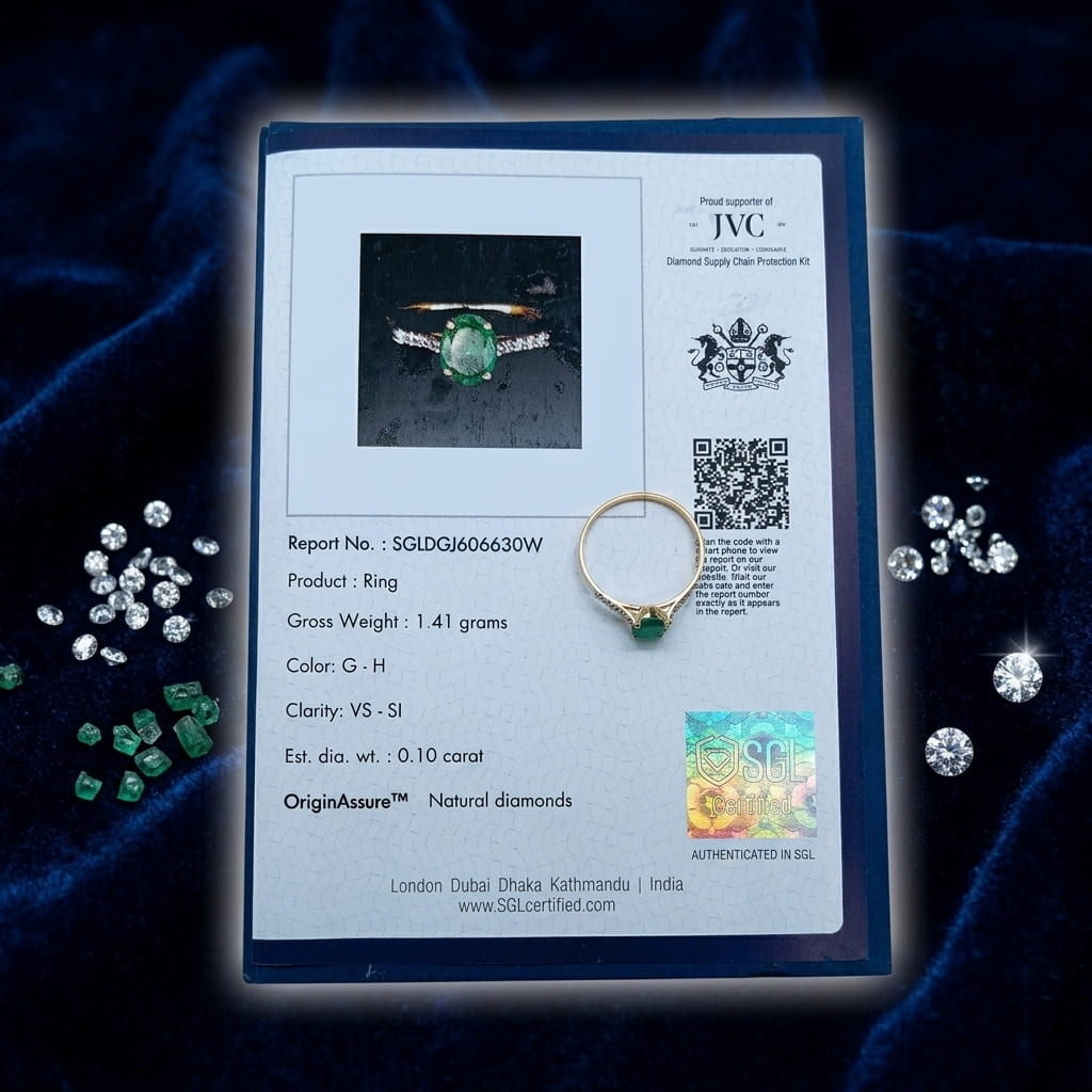 The Royal Emerald Grace Ring - 18k Gold / Ceritfied